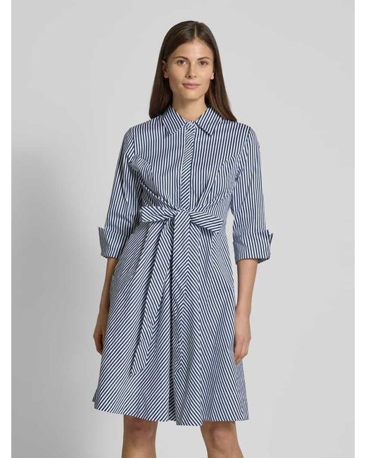 Apricot Blue Knielanges Kleid mit Bindegürtel