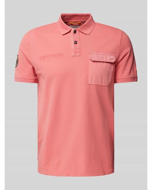 Camel Active Poloshirt mit Label-Stitching in Pink für Herren