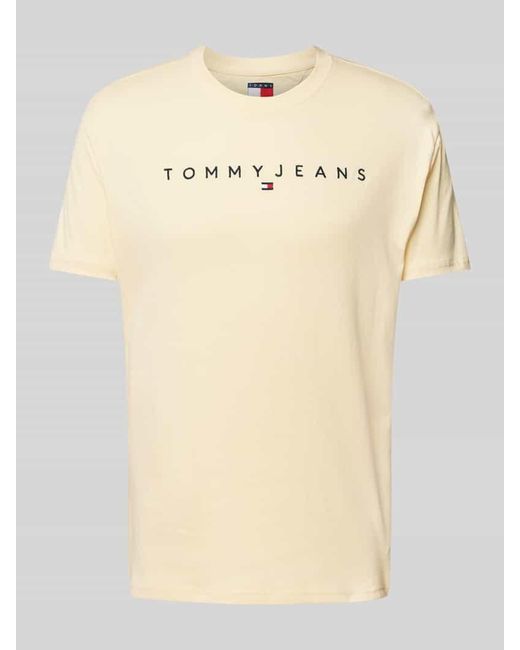 Tommy Hilfiger Regular Fit T-Shirt Aus Reiner Baumwolle Mit Label Stitching in Natural für Herren