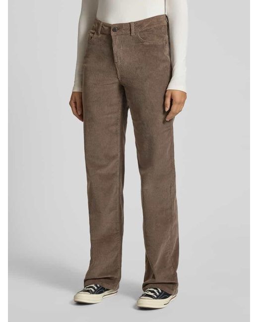 Noisy May Brown Straight Fit Stoffhose in Cord-Optik Modell 'OLANDA'