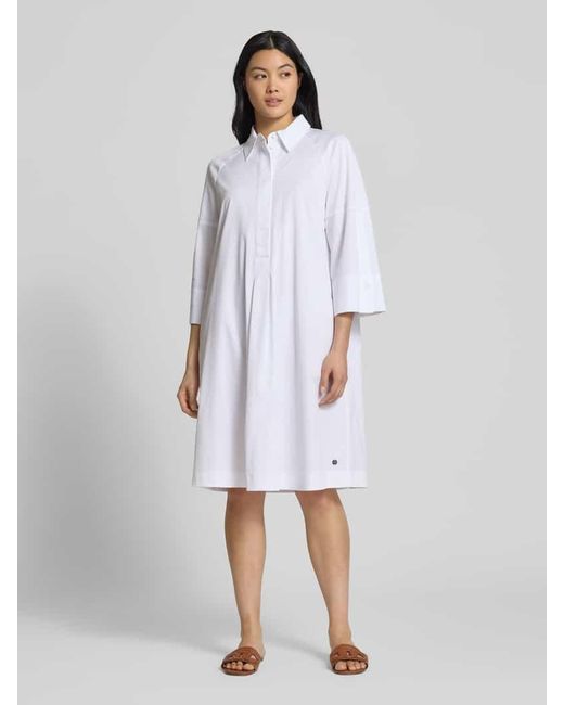 Marc Cain White Knielanges Hemdblusenkleid mit 3/4-Arm