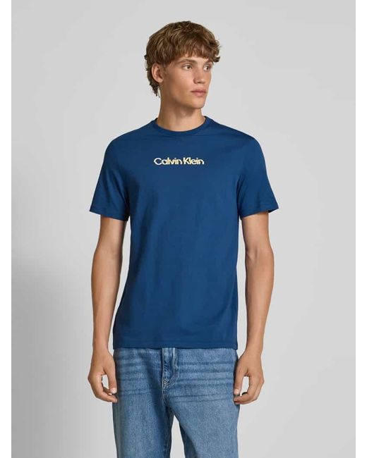 Calvin Klein Regular Fit T-Shirt mit Logo-Print Modell 'Class' in Blue für Herren