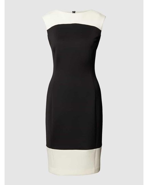 Calvin Klein Black Knielanges Kleid mit Rundhalsausschnitt Modell 'NEOPRENE SCUBA'