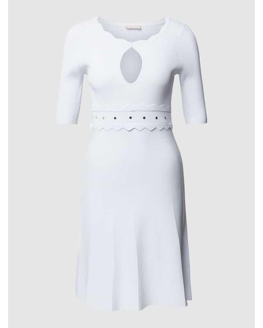 Liu Jo White Knielanges Kleid mit Strukturmuster