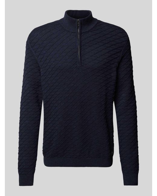 S.oliver Regular Fit Pullover Van Puur Katoen Met Structuurmotief in het Blue voor heren