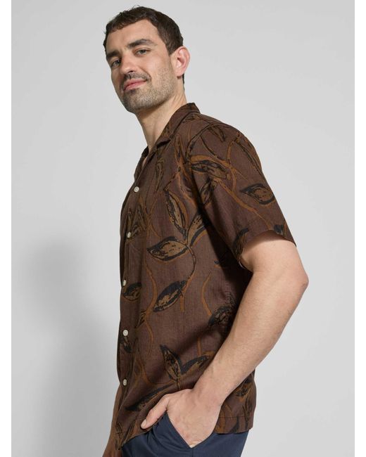 SELECTED Regular Fit Vrijetijdsoverhemd Van Een Mix Van Lyocell En Linnen, Model 'Regnoa' in het Brown voor heren