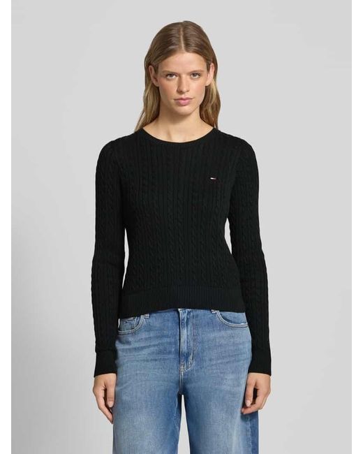 Tommy Hilfiger Black Regular Fit Strickpullover aus reiner Baumwolle