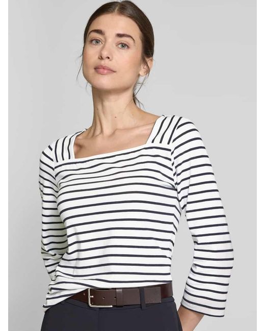 S.oliver Gray Shaped Fit Langarmshirt Mit Karree Ausschnitt