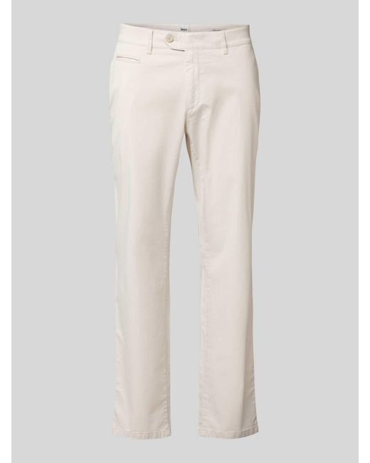 Brax Regular Fit Chino Met Paspelzak in het Natural voor heren