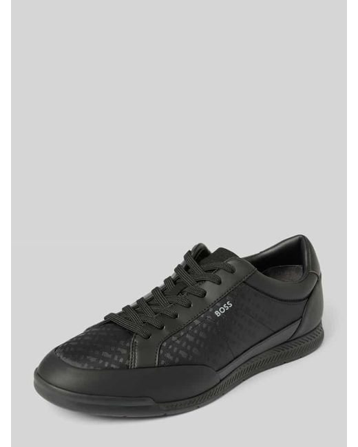 Boss Low Top Sneaker mit Strukturmuster Modell 'NITAN' in Black für Herren