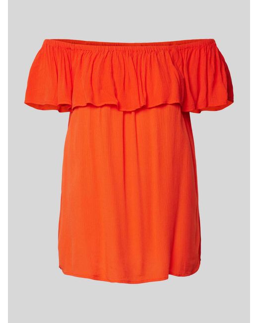 Ichi Orange Off-Shoulder-Bluse mit Volant Modell 'MARRAKECH'