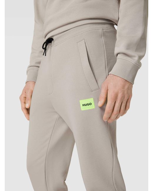 HUGO Sweatpants Met Labelpatch in het Natural voor heren