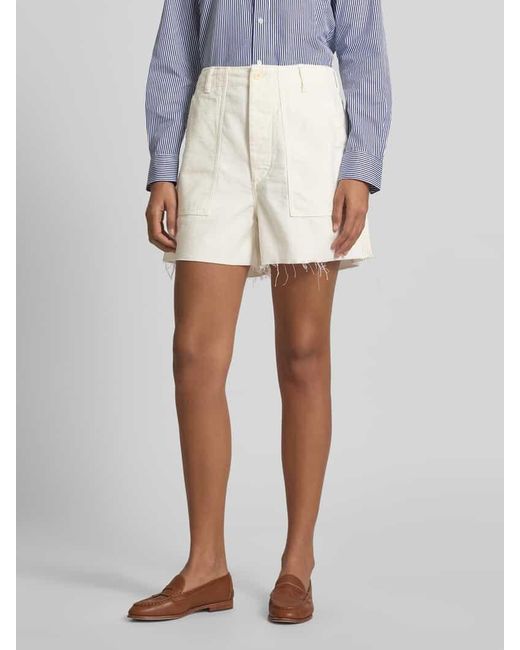 Polo Ralph Lauren White Regular Fit Shorts mit offenem Saum Modell 'RICKY'