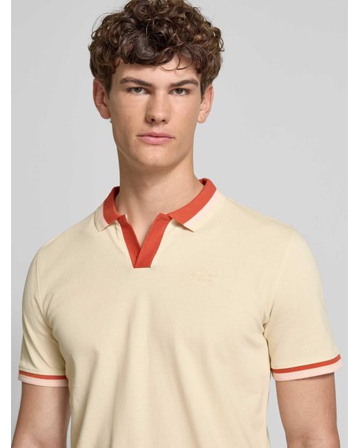 Blend Regular Fit Poloshirt Met V-hals in het Natural voor heren