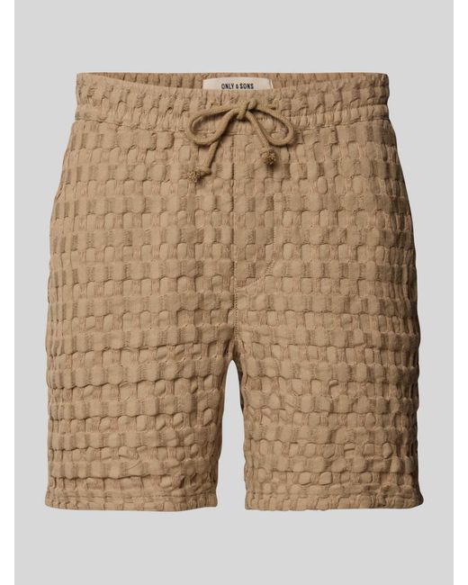 Only & Sons Regular Fit Sweatshorts Met Structuurmotief in het Natural voor heren