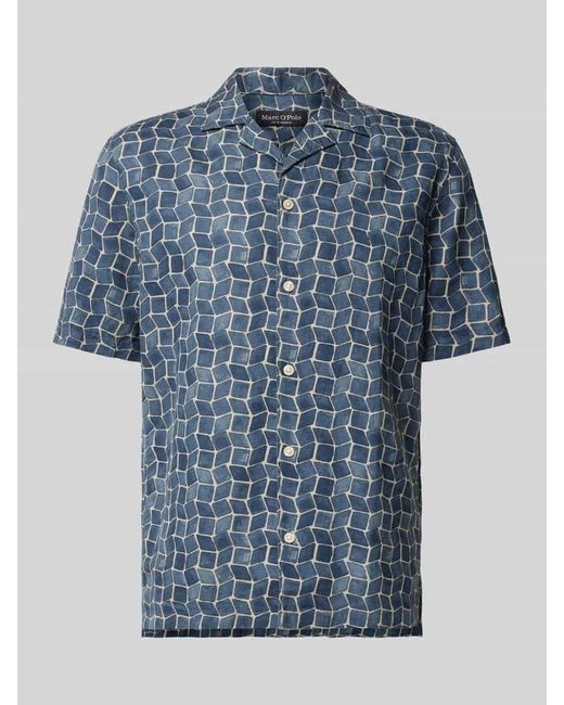 Marc O' Polo Regular Fit Leinenhemd mit Allover-Print in Blue für Herren