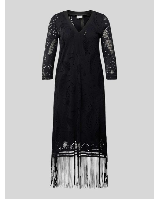 Sportalm Midi-jurk Met Franjes in het Black