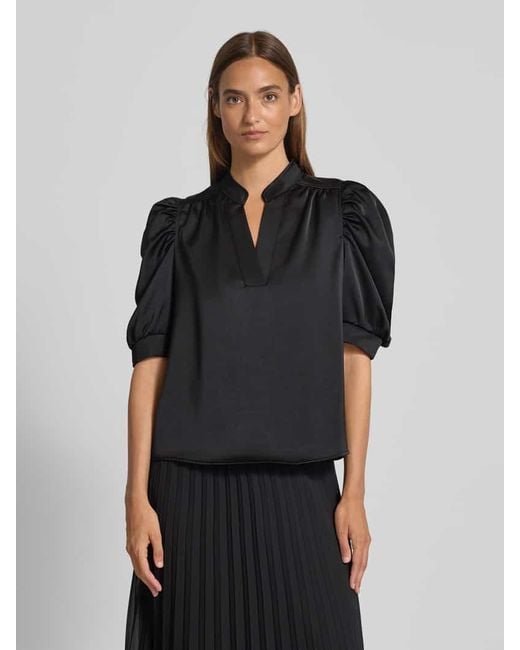 Neo Noir Black Regular Fit Blusenshirt mit Puffärmeln Modell 'Roella'