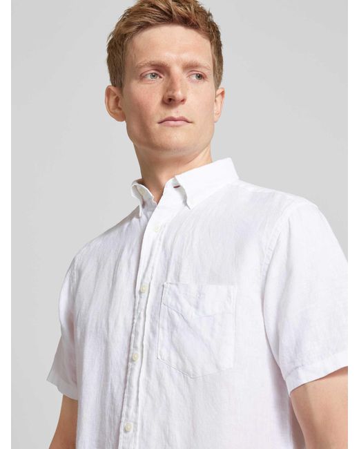 Gant Regular Fit Linnen Overhemd Met Verlengde Achterkant in het White voor heren