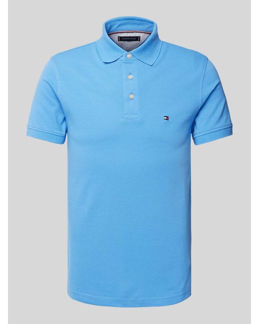 Tommy Hilfiger Slim Fit Poloshirt Met Logostitching, Model '1985' in het Blue voor heren