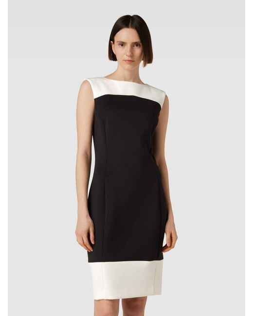 Calvin Klein Black Knielanges Kleid mit Rundhalsausschnitt Modell 'NEOPRENE SCUBA'