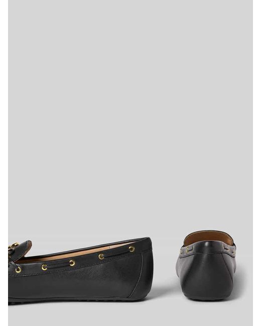 Ralph Lauren Black Loafers aus Leder mit Label-Applikation Modell 'WYLIE'