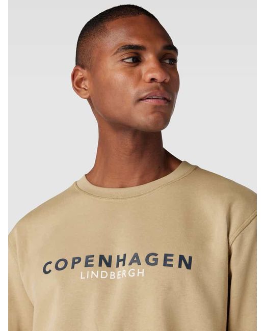 Lindbergh Sweatshirt mit Label-Print in Natural für Herren