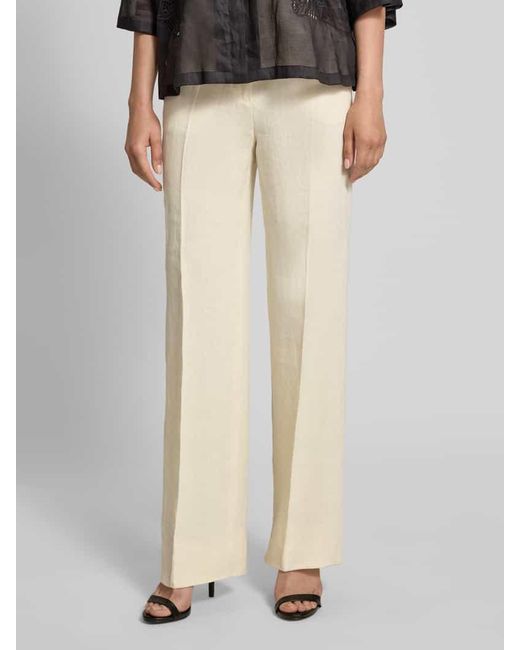 Max Mara White Straight Leg Leinenhose mit Bügelfalten Modell 'CORDOVA'