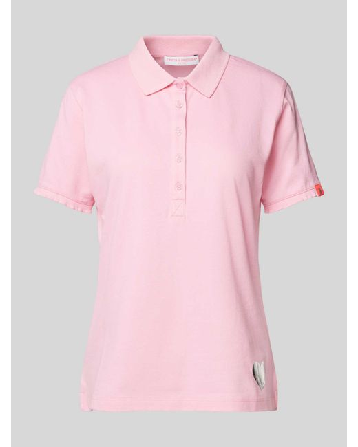 Frieda & Freddies Pink Poloshirt mit Motiv-Print