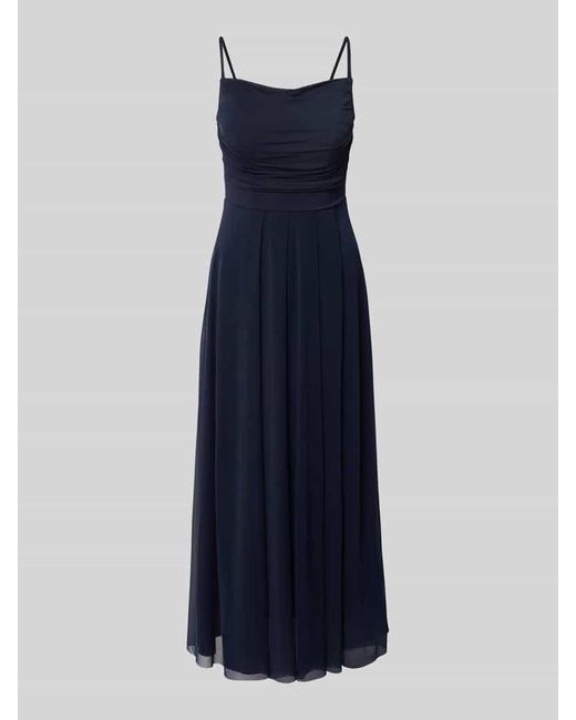 TROYDEN COLLECTION Blue Cocktailkleid mit Spaghettiträgern und Raffungen