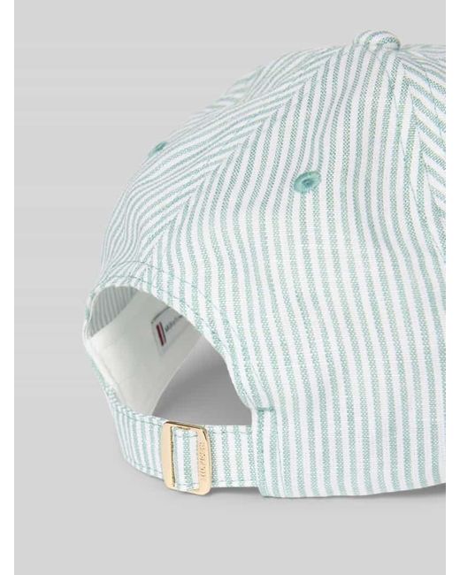 Tommy Hilfiger White Basecap aus reinem Leinen mit Logo-Applikation