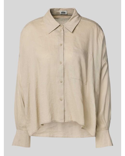 Drykorn Relaxed Fit Linnen Blouse Met Borstzak, Model 'Namida' in het Natural