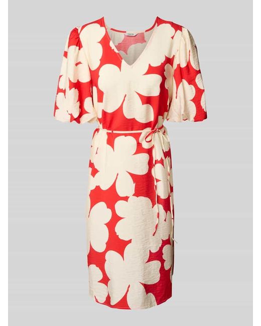 B.Young Red Knielanges Kleid mit Bindegürtel Modell 'IBINE'