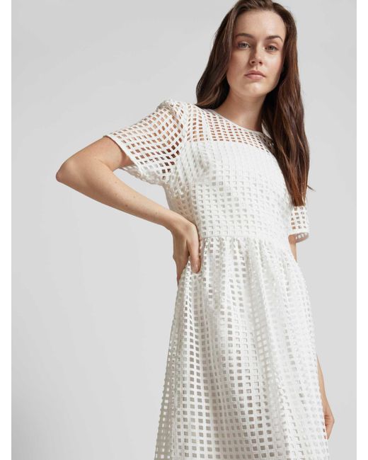 DKNY Midi-jurk Met Ronde Hals in het White