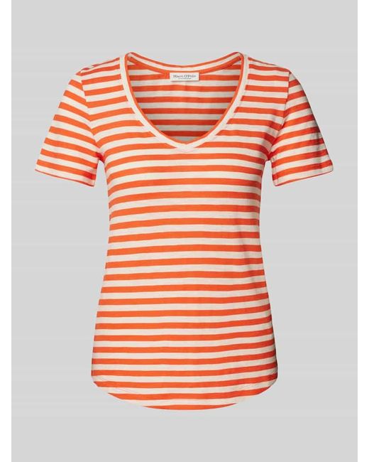 Marc O' Polo Orange T-Shirt mit Streifenmuster