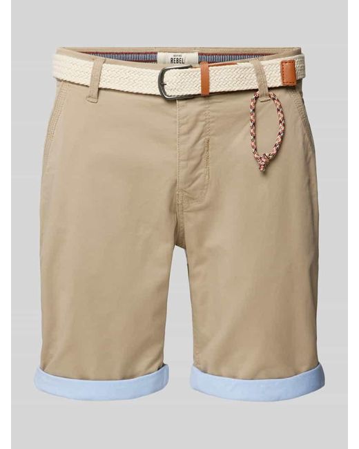 Redefined Rebel Regular Fit Shorts mit Gürtel in Flecht-Optik Modell 'MAGNUS' in Natural für Herren