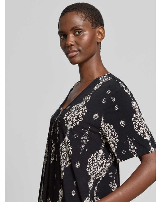 Freequent Knie-Lange Jurk Met V-Hals Model 'Floy' in het Black