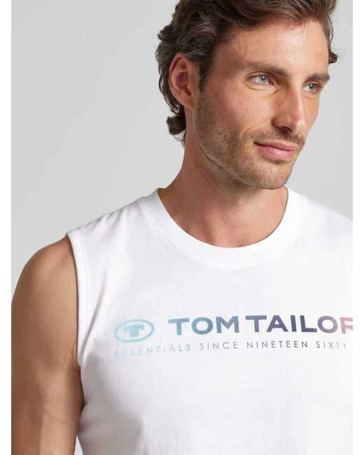 Tom Tailor Tanktop Met Labelprint in het White voor heren