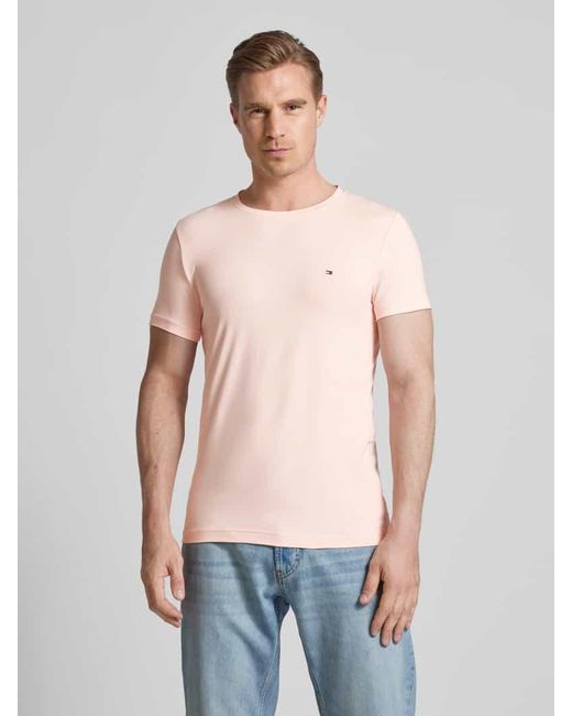 Tommy Hilfiger T-Shirt mit Label-Stitching in Pink für Herren