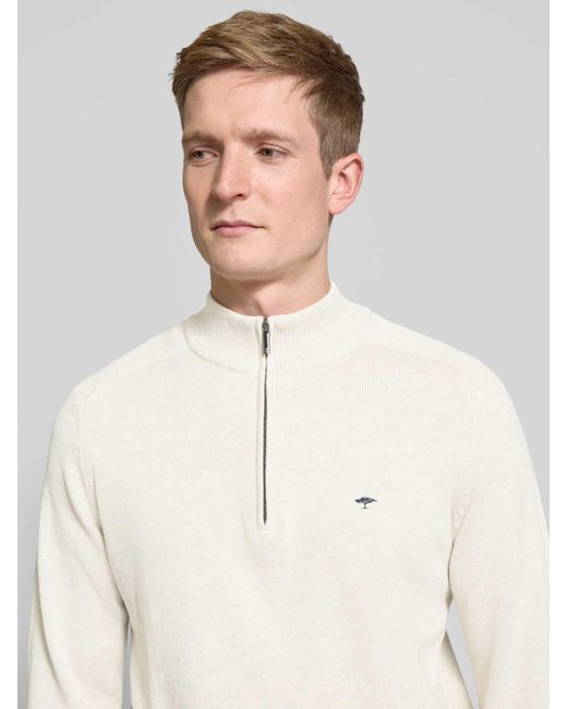 Fynch-Hatton Gebreide Pullover Met Labelstitching in het Natural voor heren