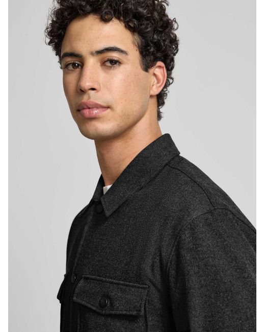 Only & Sons Regular Fit Overhemdjack Met Viscose, Model 'Mark' in het Black voor heren