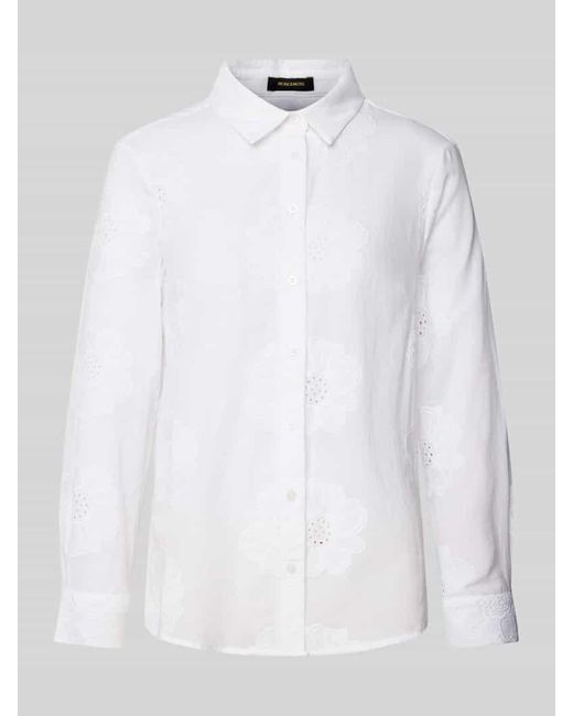 MORE&MORE White Regular Fit Bluse mit Lochstickerei
