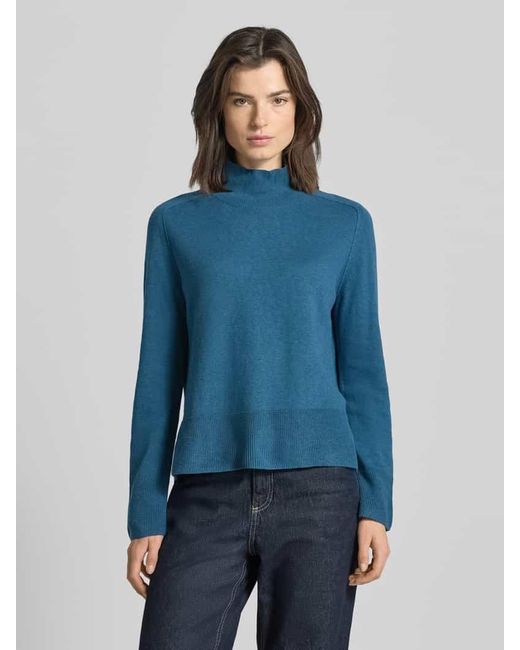 Tom Tailor Blue Regular Fit Rollkragenpullover aus Baumwoll-Kaschmir-Mix