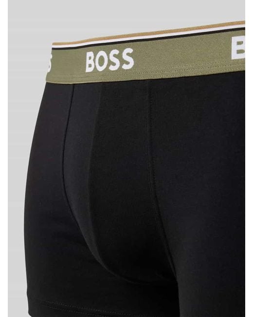 Boss Regular Fit Trunks aus Baumwoll-Elasthan-Mix im 3er-Pack in Black für Herren