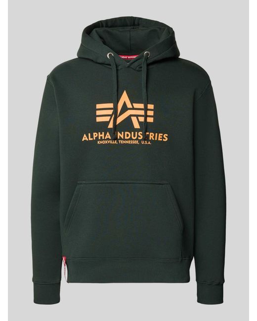 Alpha Industries Hoodie Met Labelprint in het Green voor heren