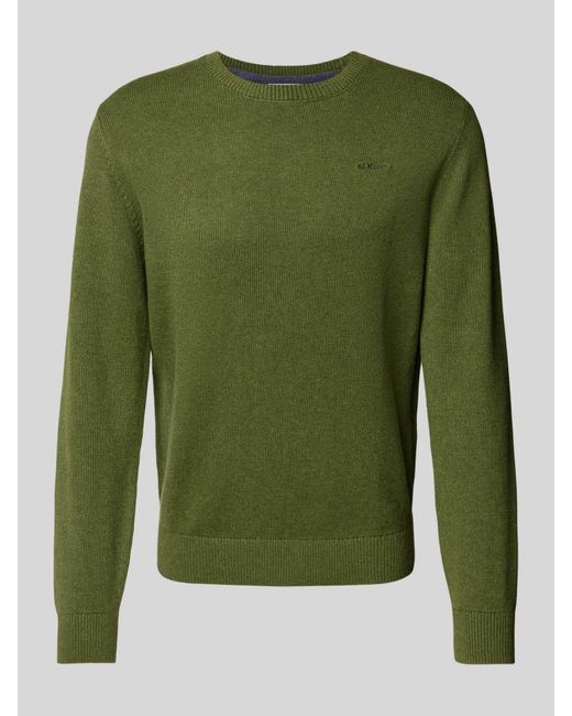 S.oliver Regular Fit Gebreide Pullover Van Puur Katoen Met Labelstitching in het Green voor heren
