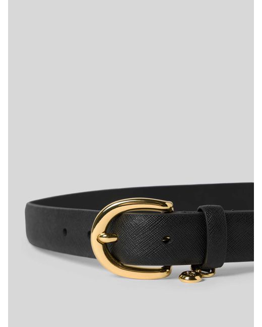 Ralph Lauren Leren Riem Met Doornsluiting, Model 'Charm' in het Black