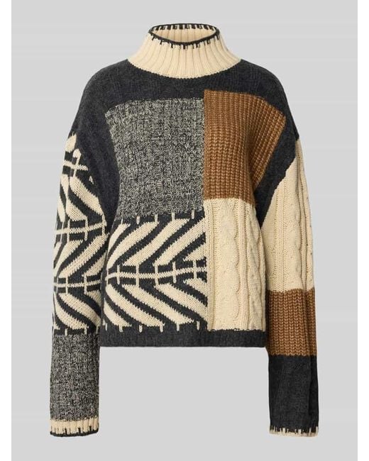 Jake*s Multicolor Strickpullover mit Zopfmuster
