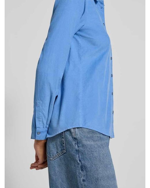 Marc O' Polo Blue Regular Fit Hemdbluse aus Baumwoll-Lyocell-Mix