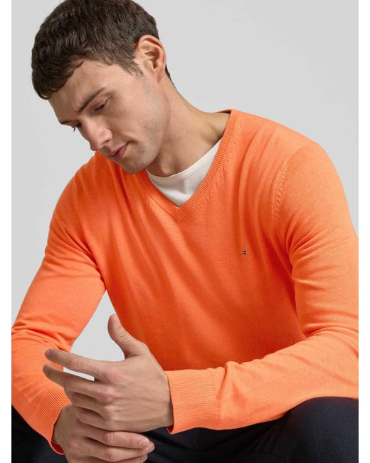 Christian Berg Men Gebreide Pullover Met Labelstitching in het Orange voor heren